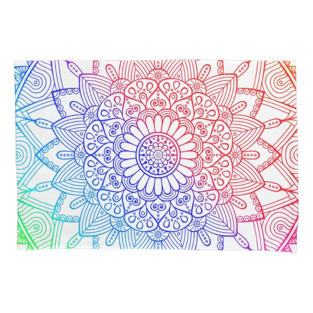 Rainbow Mandala Pillowcase (Front)