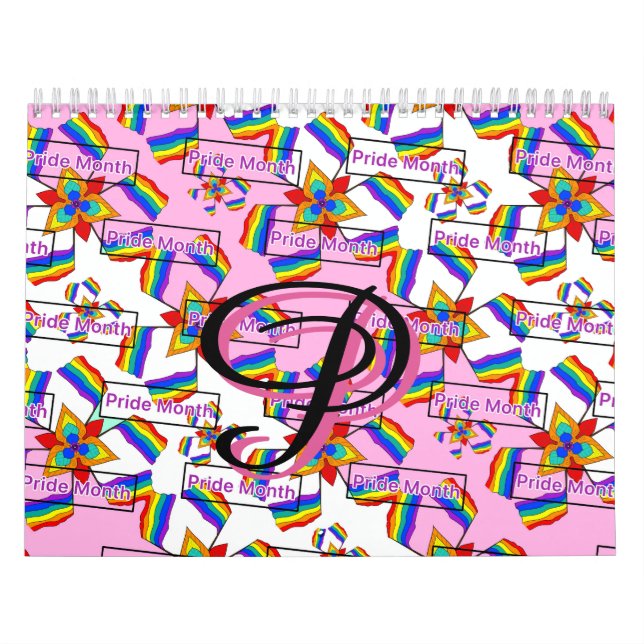 Rainbow Mandala Pride Monogram - Vibrant Geometric Calendar (Cover)