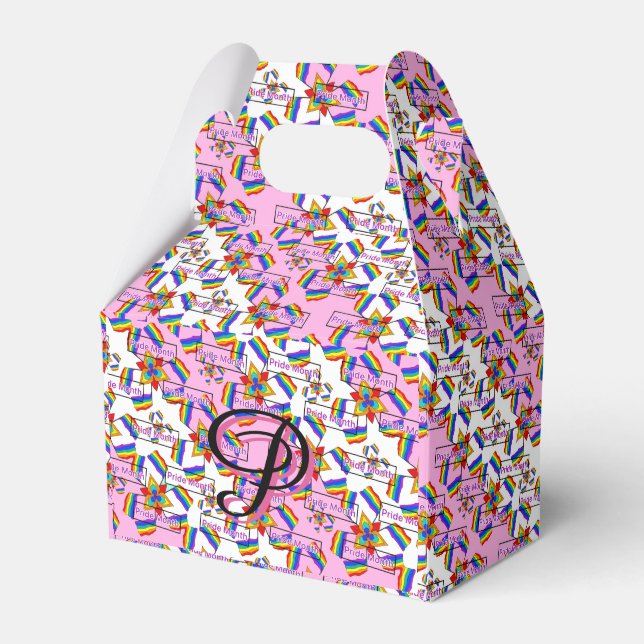 Rainbow Mandala Pride Monogram - Vibrant Geometric Favor Box (Front Side)