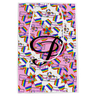 Rainbow Mandala Pride Monogram - Vibrant Geometric Medium Gift Bag