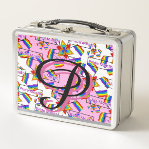 Rainbow Mandala Pride Monogram - Vibrant Geometric Metal Lunch Box