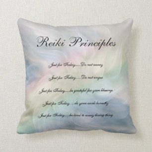 Rainbow Mandala Reiki Principles Throw Pillow