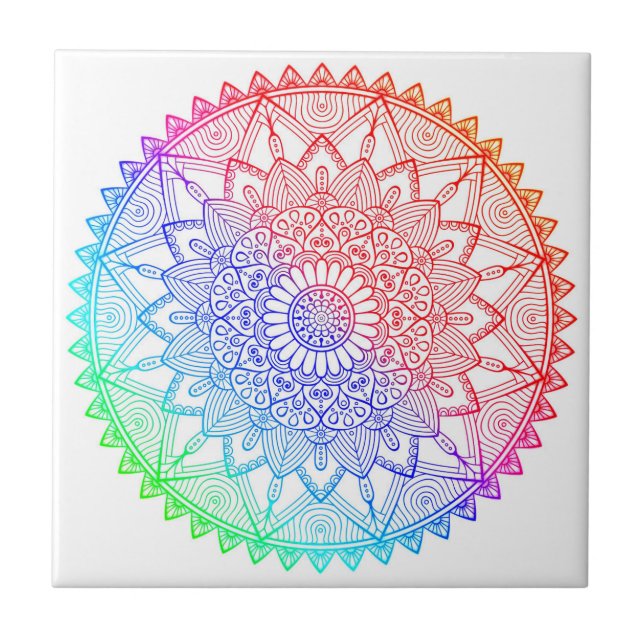 Rainbow Mandala Tile (Front)
