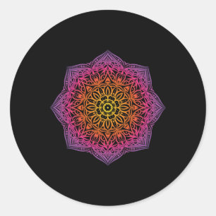 Rainbow Mandala Yoga Prana Om Peace  Classic Round Sticker