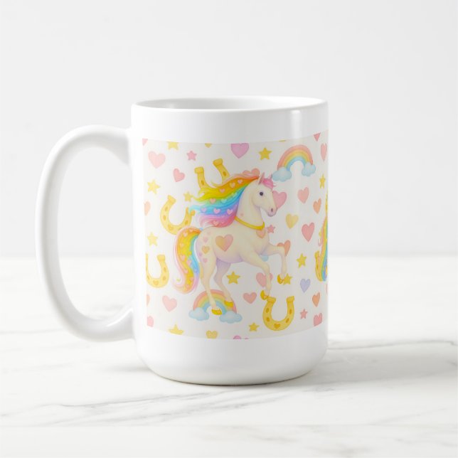 Rainbow Mane Horses Coffee Mug — Cooper & Cody (Left)