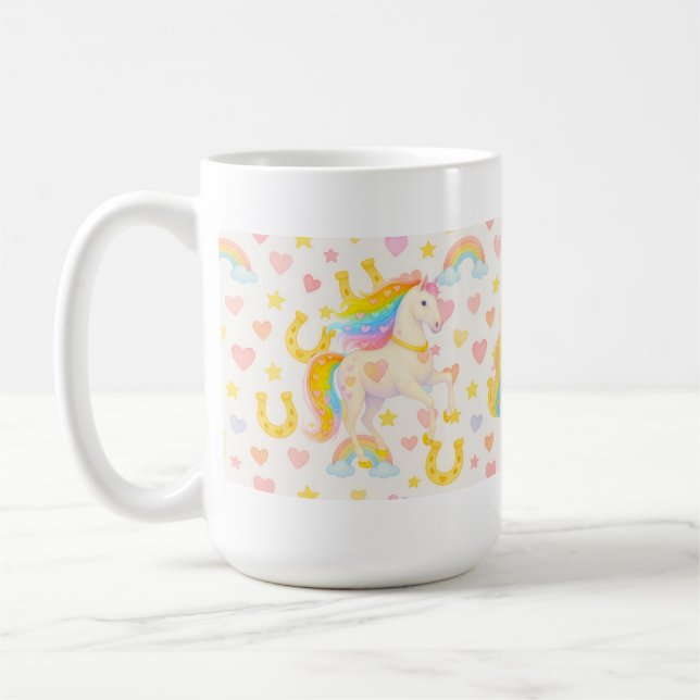 Rainbow Mane Horses Coffee Mug — Cooper & Cody (Left)