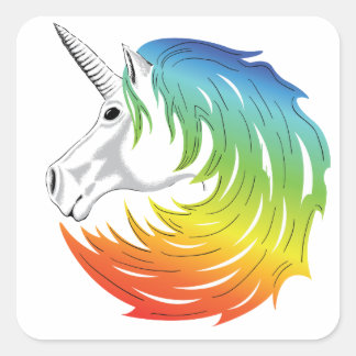 Rainbow Mane Unicorn Square Sticker