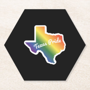 Rainbow Map of Texas Design for proud LGBT+ Texan Paper Coaster