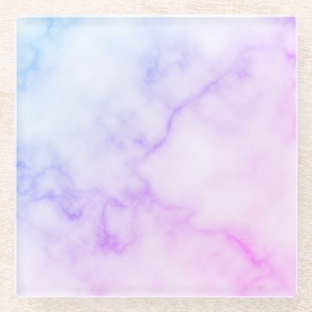 Rainbow Marble Pattern Glass Coaster (Front)