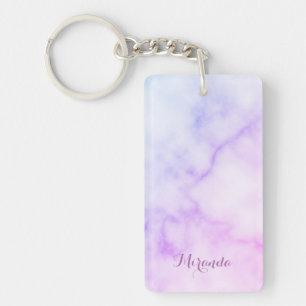 Rainbow Marble Pattern with Personalized Name Keychain