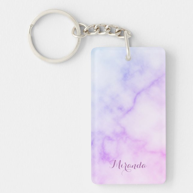 Rainbow Marble Pattern with Personalized Name Keychain (Front)