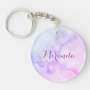 Rainbow Marble Pattern with Personalized Name Keychain