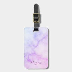 Rainbow Marble Pattern with Personalized Name Luggage Tag
