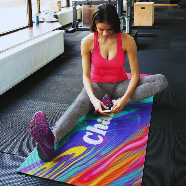 Rainbow Marble Swirls Fluid Art Yoga Mat (Creator Uploaded)