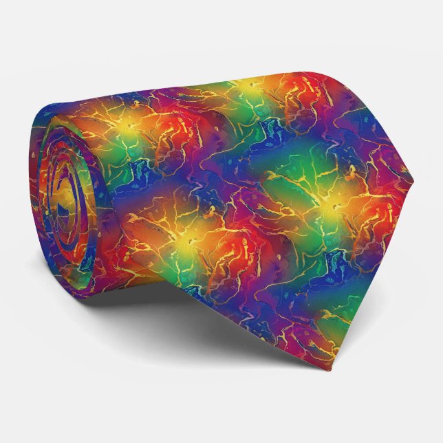 Rainbow Marble Texture Pattern Tie (Rolled)
