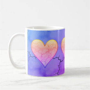 Rainbow Marbled Heart Coffee Mug