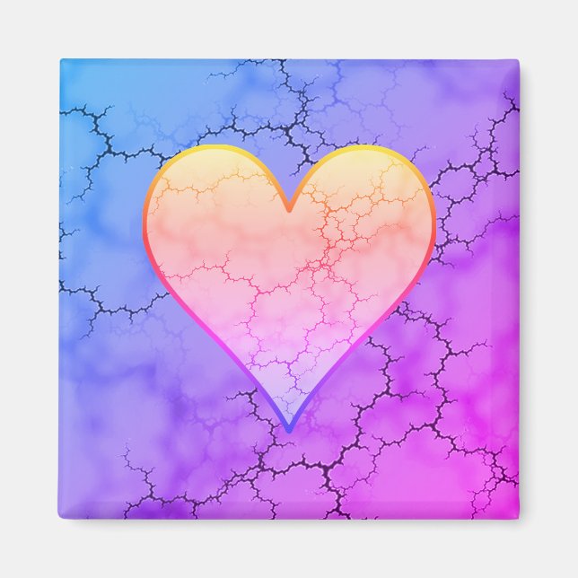 Rainbow Marbled Heart Magnet (Front)