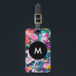 Rainbow Marbling Luggage Tag<br><div class="desc">digital painting by becky nimoy 2019;  customize with your own text or photo</div>