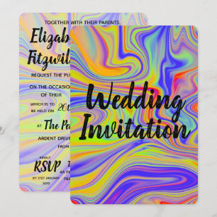 Rainbow Marbling Wedding Invitation
