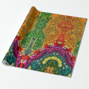 Rainbow Mardi Gras Bead Art Wrapping Paper