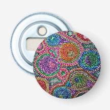 Rainbow Mardi Gras button bottle opener