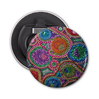 Rainbow Mardi Gras button bottle opener
