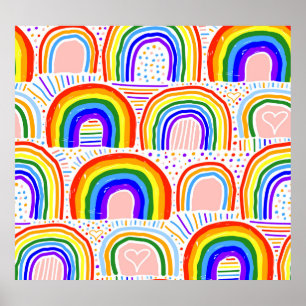 Rainbow Marker Illustration: Childish Seamless Pat Poster