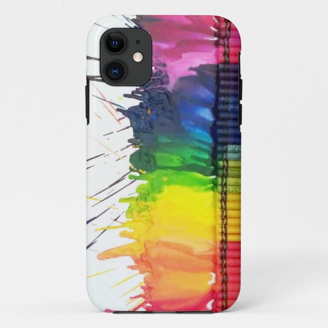 Rainbow melted crayon art ANY iPhone model case (Back)