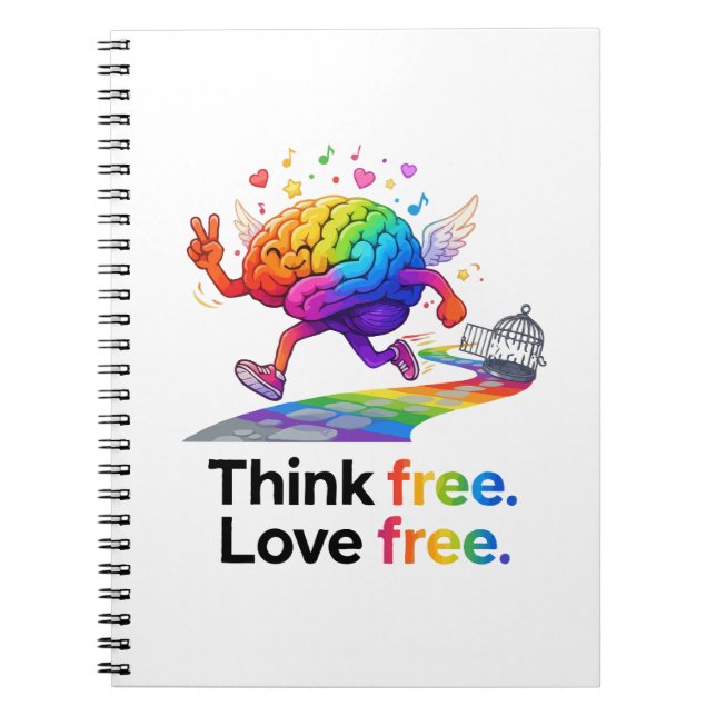 Rainbow Mental Health Freedom Brain Illustration Notebook (Front)