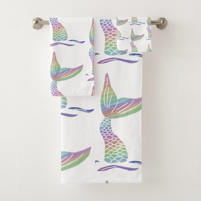 Rainbow Mermaid Bath Towel Set (Insitu)