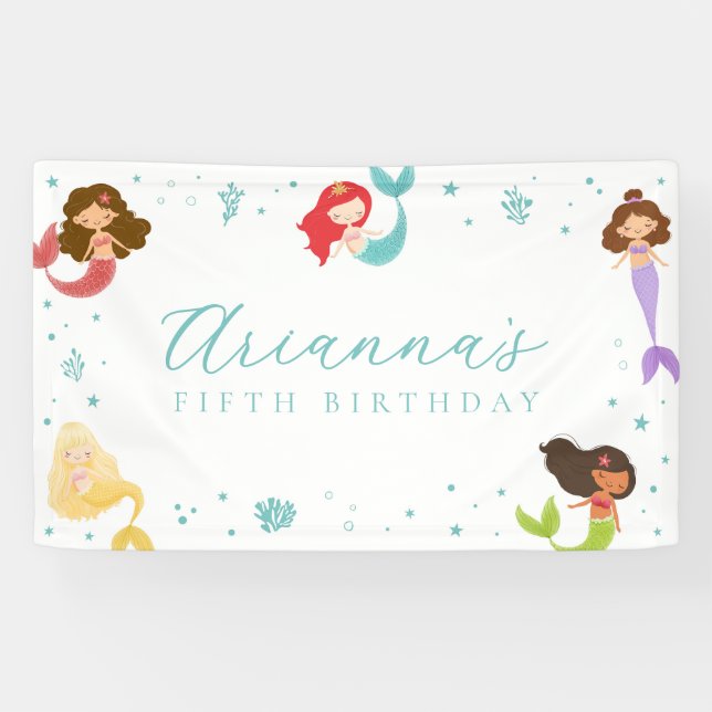 Rainbow Mermaid Birthday Banner (Horizontal)