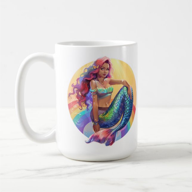 Rainbow Mermaid Coffee Mug (Left)