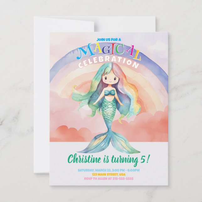 Rainbow Mermaid Flat Card (Front)
