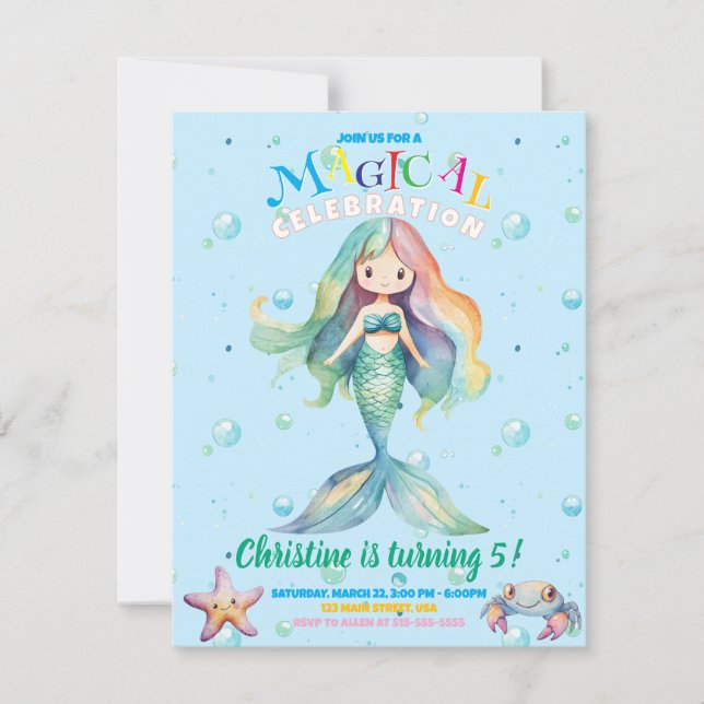 Rainbow Mermaid Flat Card (Front)