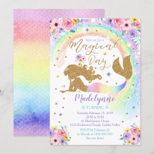 Rainbow Mermaid Invitation