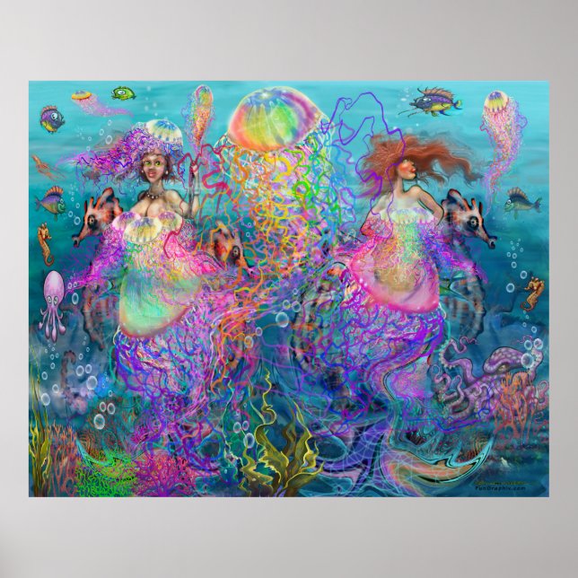 Rainbow Mermaid Jellyfish Prom Dresses Poster (Front)