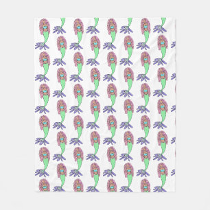 rainbow mermaid pink blue purple green black curly fleece blanket