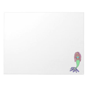 rainbow mermaid pink blue purple green black curly notepad
