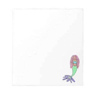 rainbow mermaid pink blue purple green black curly notepad