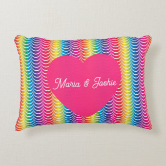 Rainbow Mermaid Pride Heart Accent Pillow