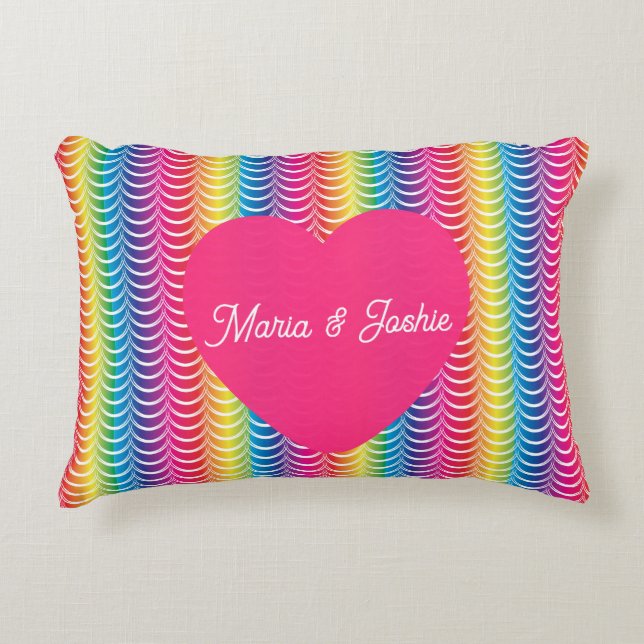 Rainbow Mermaid Pride Heart Accent Pillow (Front)