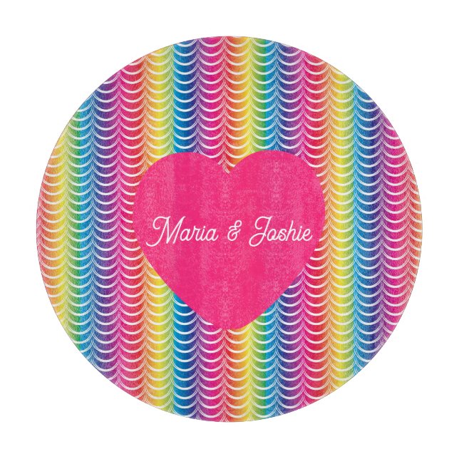 Rainbow Mermaid Pride Heart Cutting Board (Front)