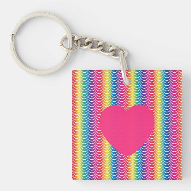 Rainbow Mermaid Pride Heart Keychain (Front)