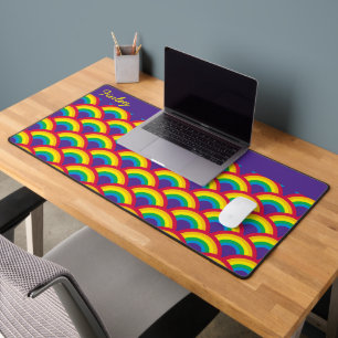 Rainbow Mermaid Scale Custom Name Desk Mat