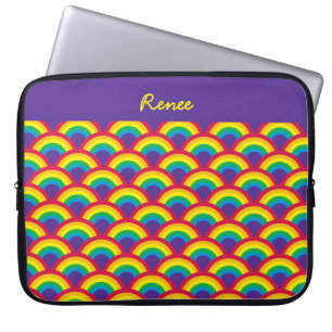 Rainbow Mermaid Scale Custom Name Laptop Sleeve