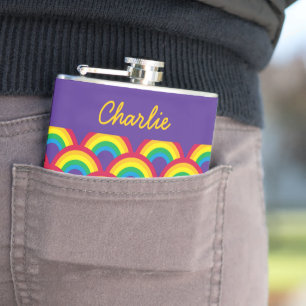 Rainbow Mermaid Scale Small Custom Name Flask