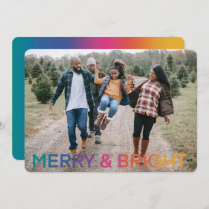 Rainbow Merry And Bright Photo Holiday Card