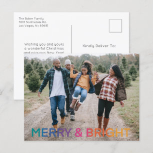 Rainbow Merry And Bright Photo Holiday Postcard