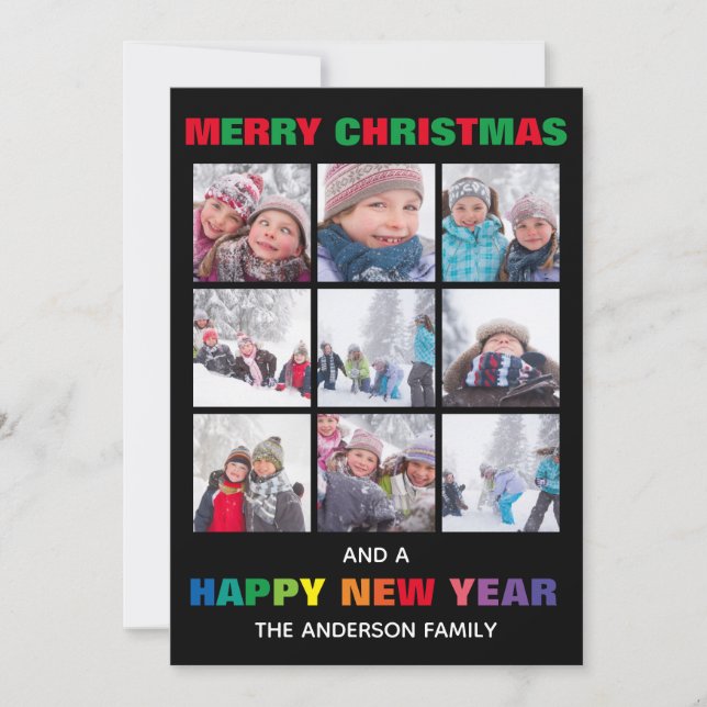 Rainbow Merry Christmas Collage - Christmas Card (Front)