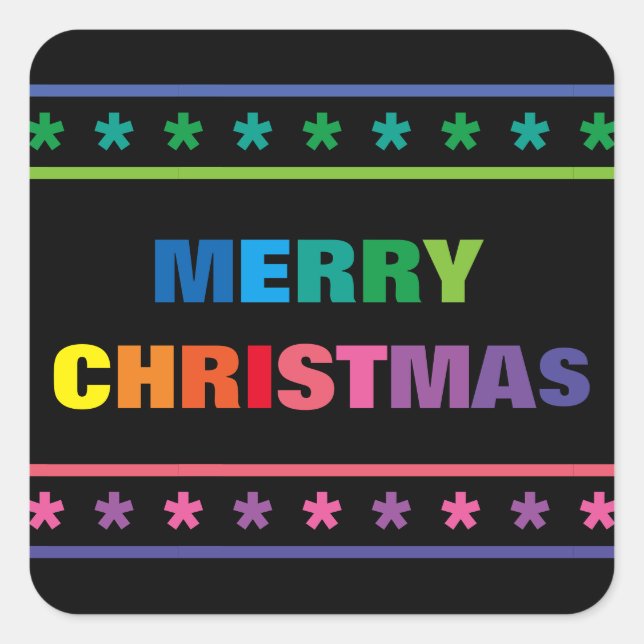 Rainbow Merry Christmas - Square Sticker (Front)
